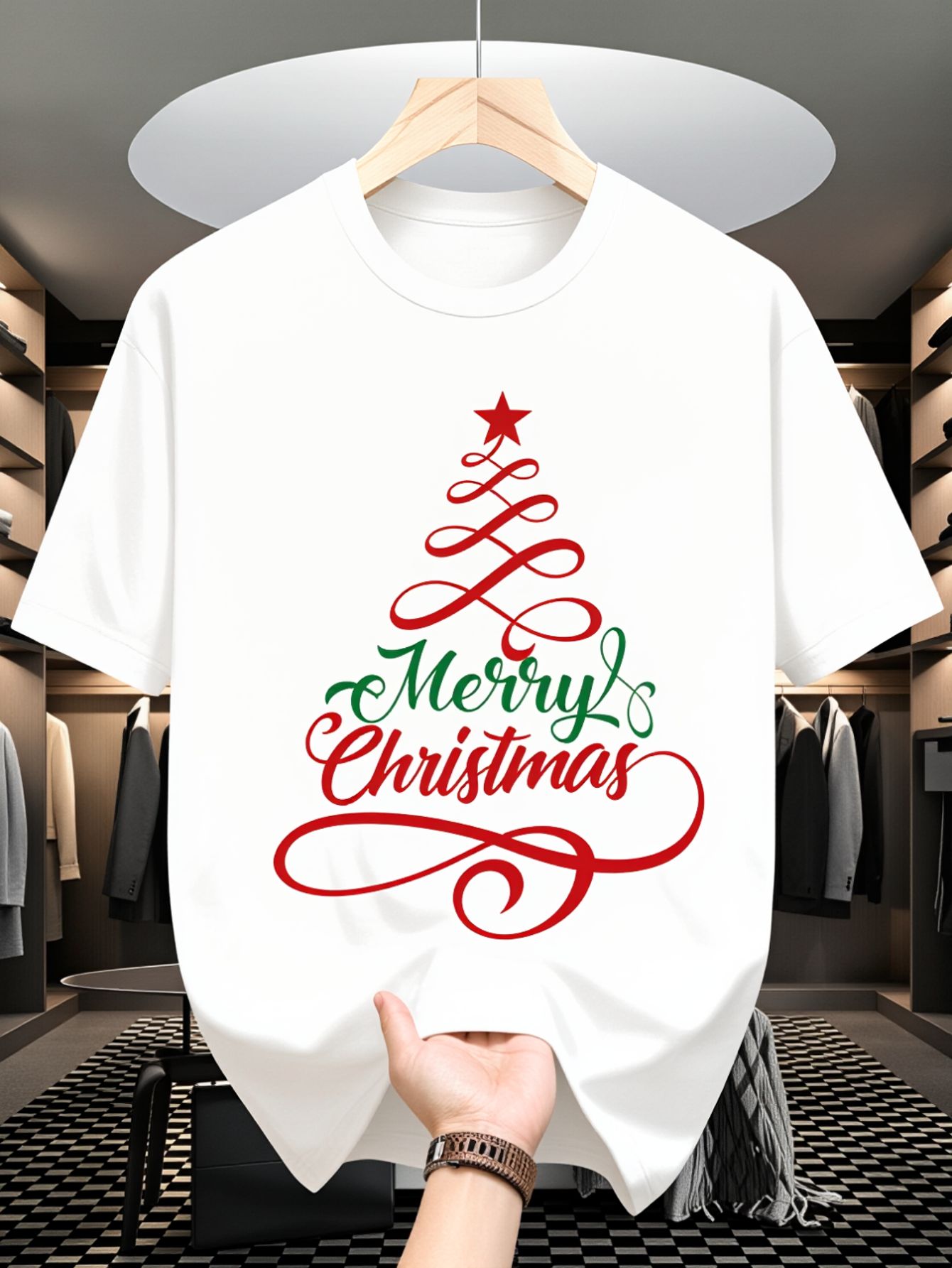 Family Tree Print - Men's T-Shirt, Merry Christmas Tree Design
