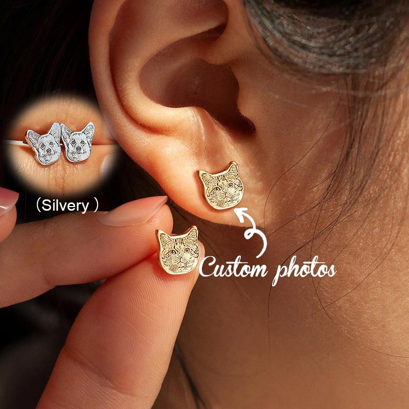 Pet Portrait Custom - Custom Minimalist Pet Avatar Earrings Custom