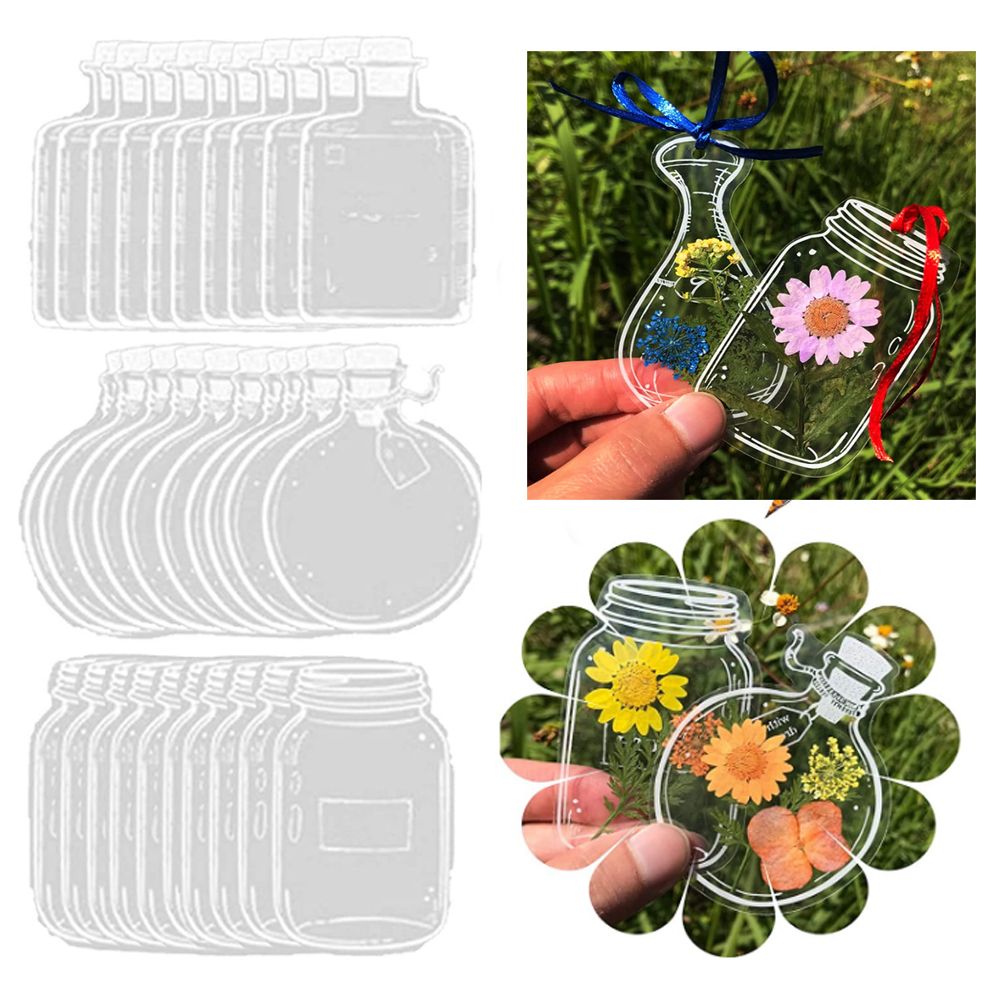 Dried Flower Bookmark - Wishing Bottle Pattern Transparent Dried Flower