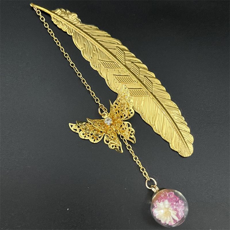 1PC Metal Bookmark Creative Im - Dried Flower Bookmark 评论和价格