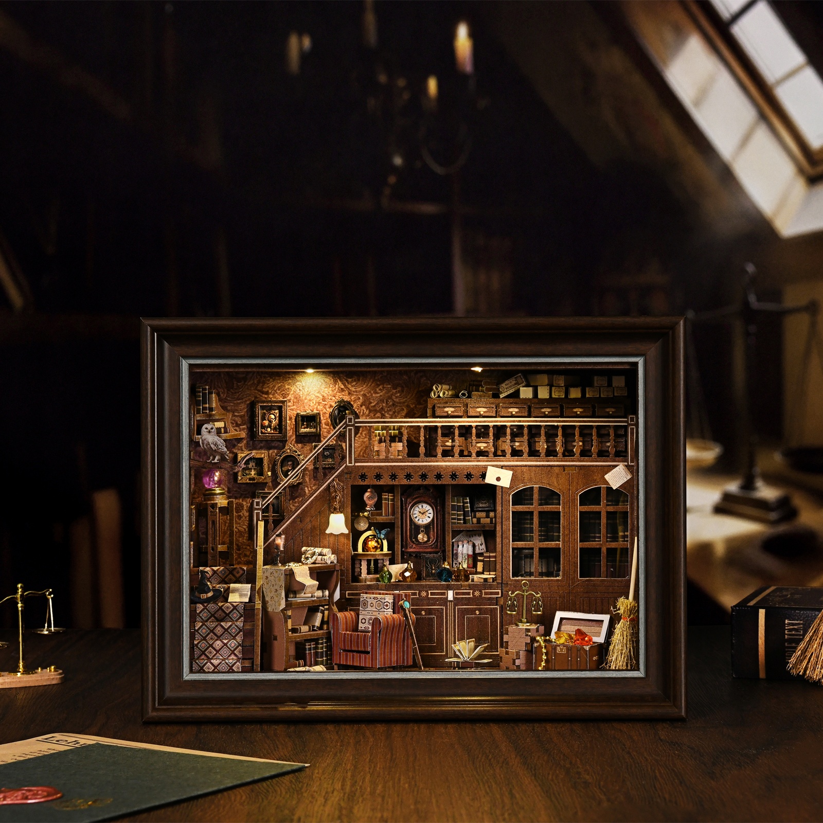 Book Nook Kit Secret Attic DIY - Engraved Wood Frame 评论和价格