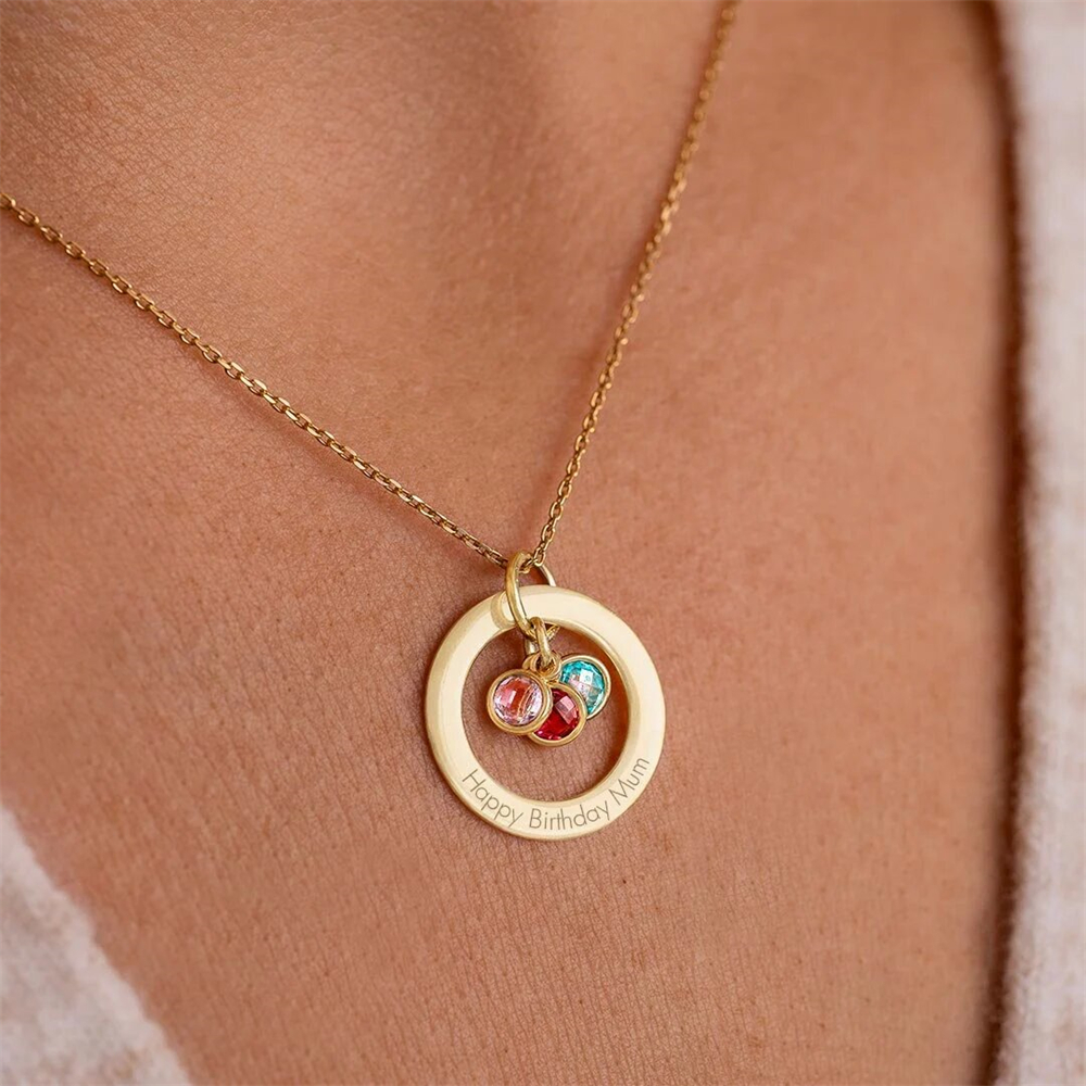 Custom Birthstone Eternal Ring - Birth Flower Necklace 评论和价格
