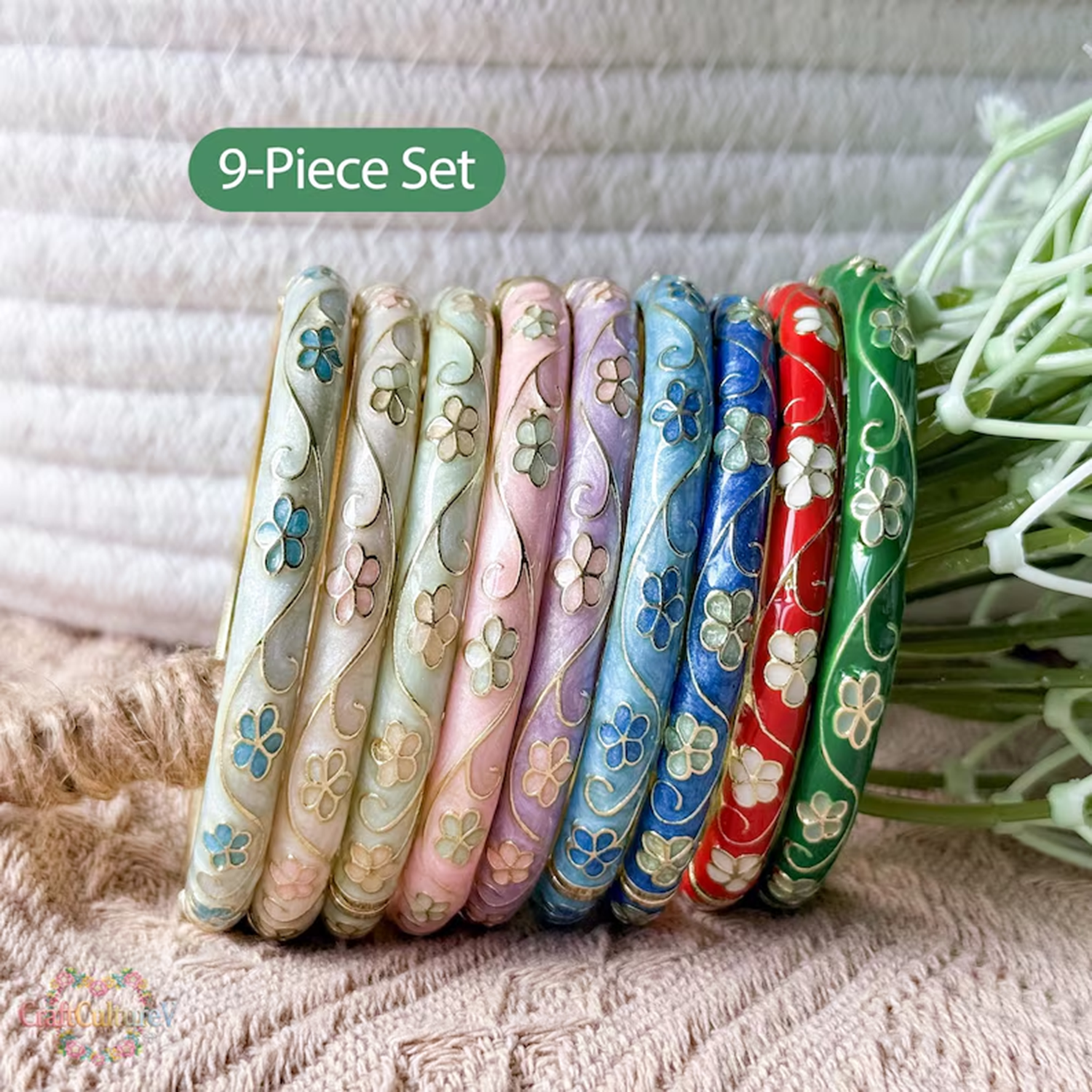 3/5PCS Enamel Cloisonné Bangle - Coordinates Bracelet 评论和价格
