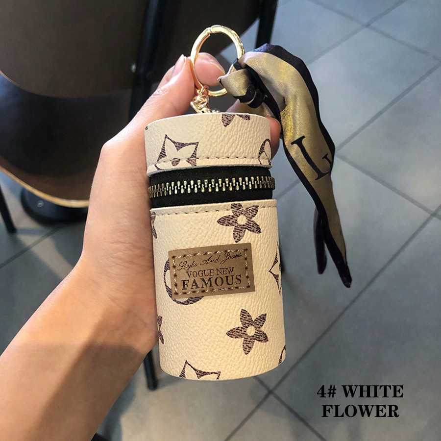 1pc Stylish Cylindrical Lipsti - Monogram Keychain Leather 评论和价格