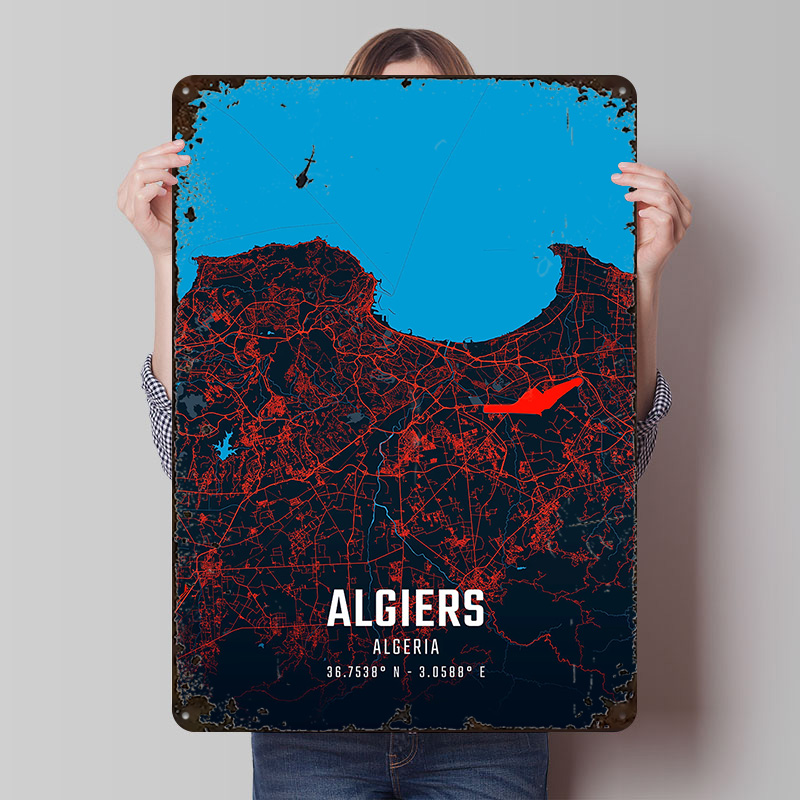 Algiers City Map Metal Poster  - Custom Map Poster 评论和价格