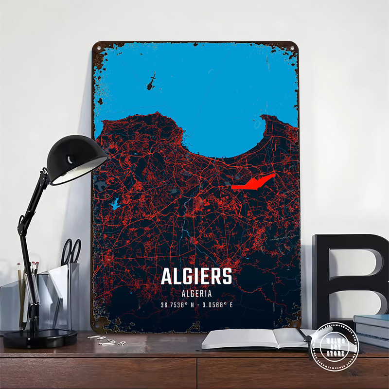 Algiers City Map Metal Poster  - Custom Map Poster 评论和价格
