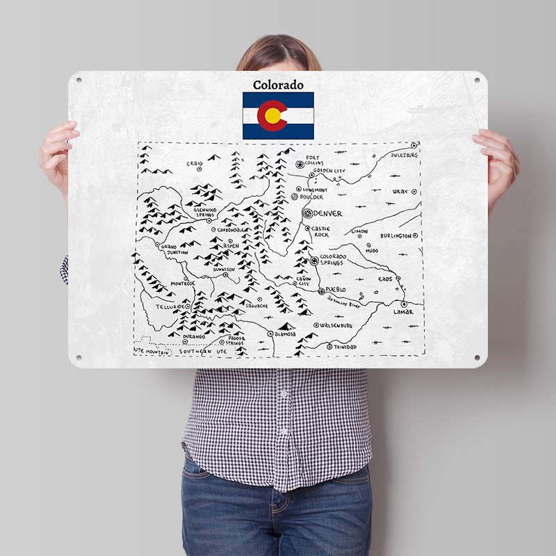 Hand Drawn Map of Colorado 3D  - Custom Map Poster 评论和价格
