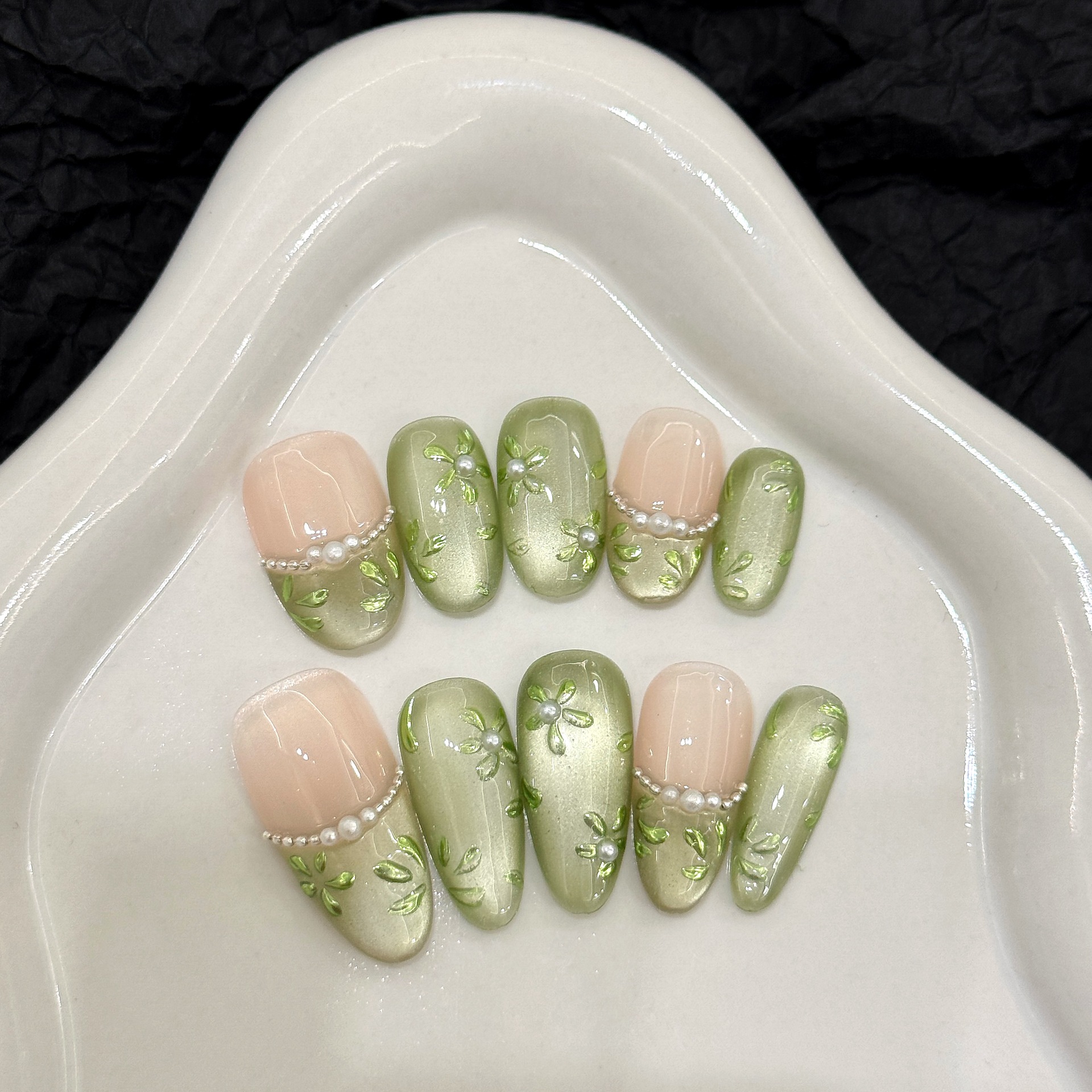 10pcs Handmade Press on Nails  - Pressed Flower Art 评论和价格