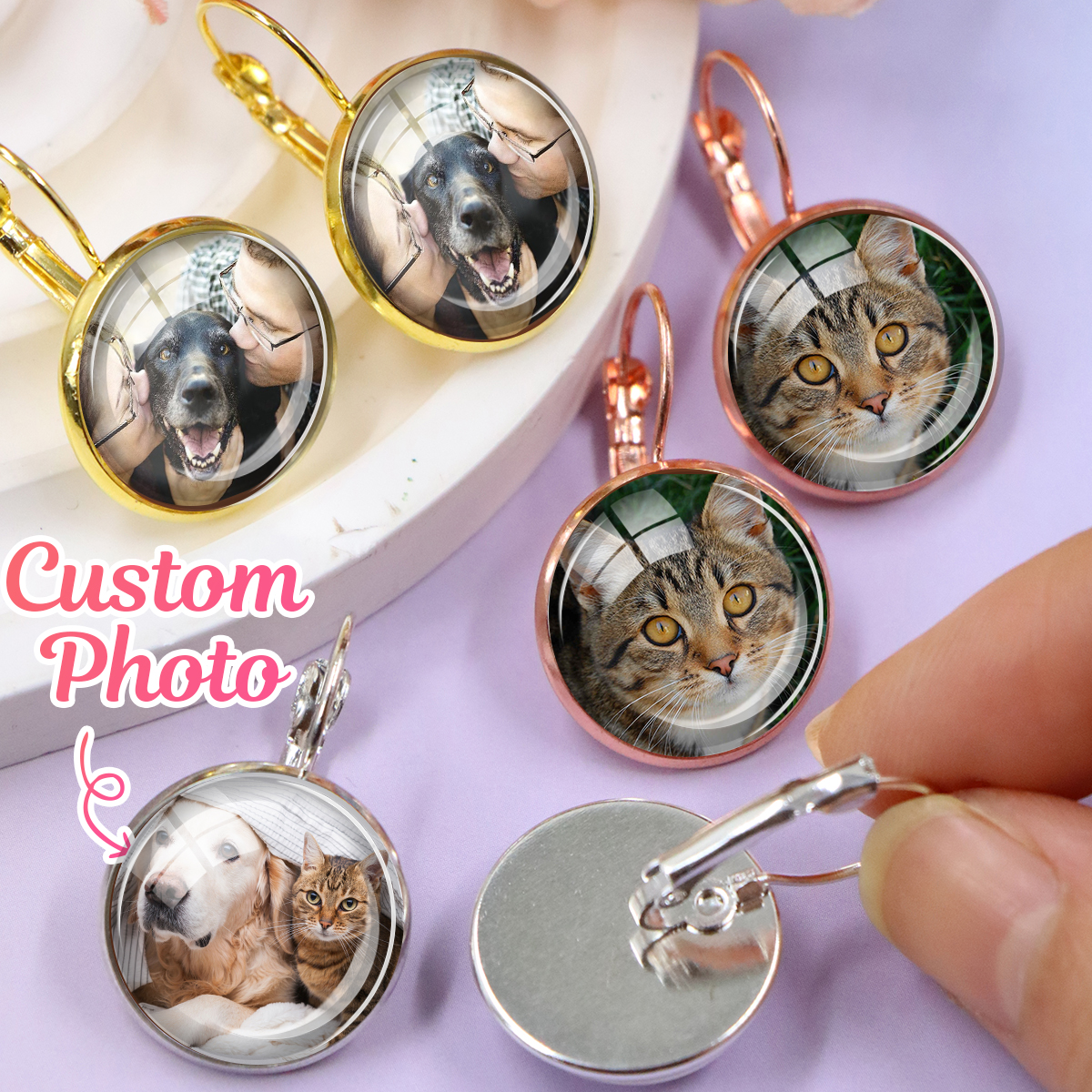 Custom Photo Earrings, Persona - Pet Portrait Custom 评论和价格