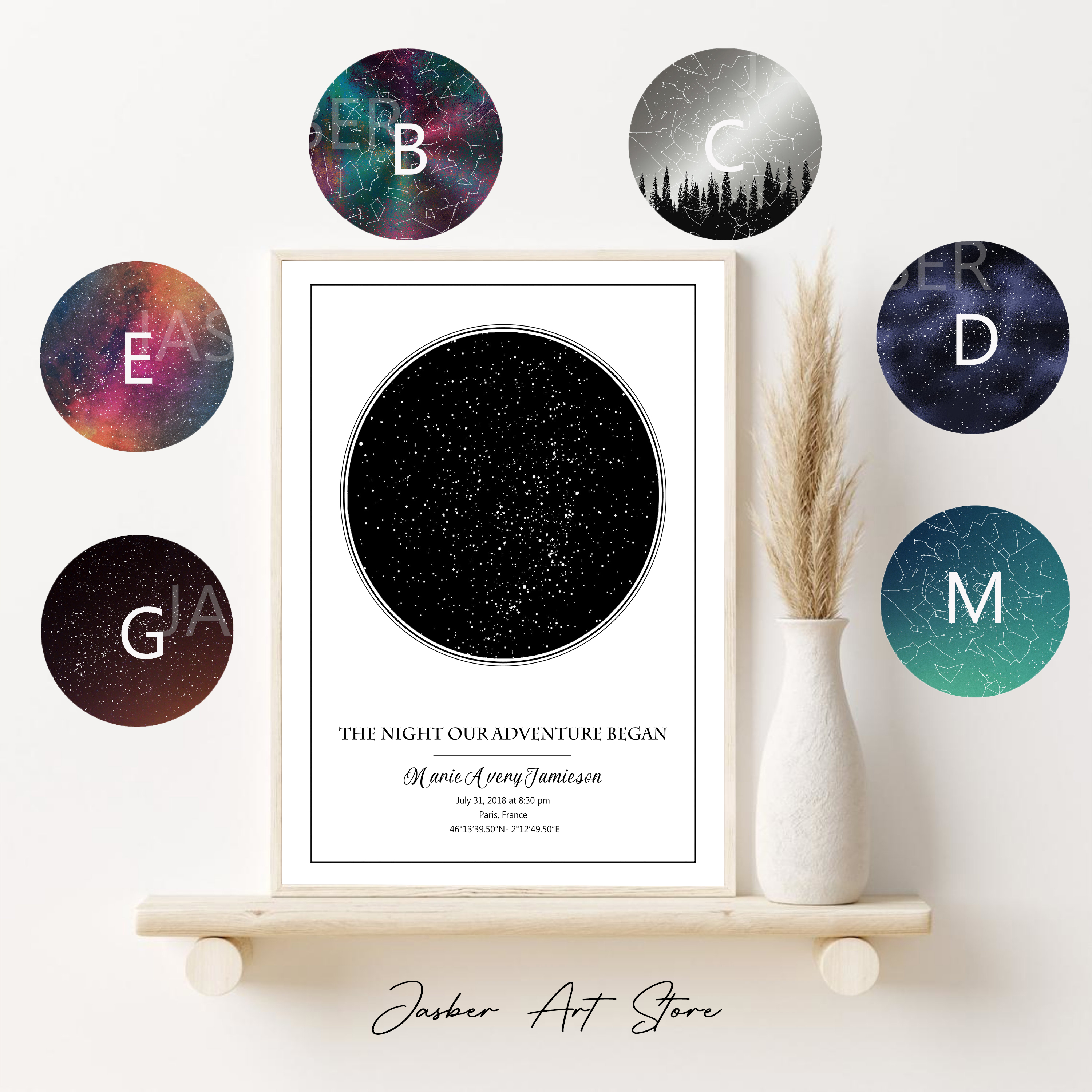 Personalized Star Map Poster B - Custom Star Map 评论和价格
