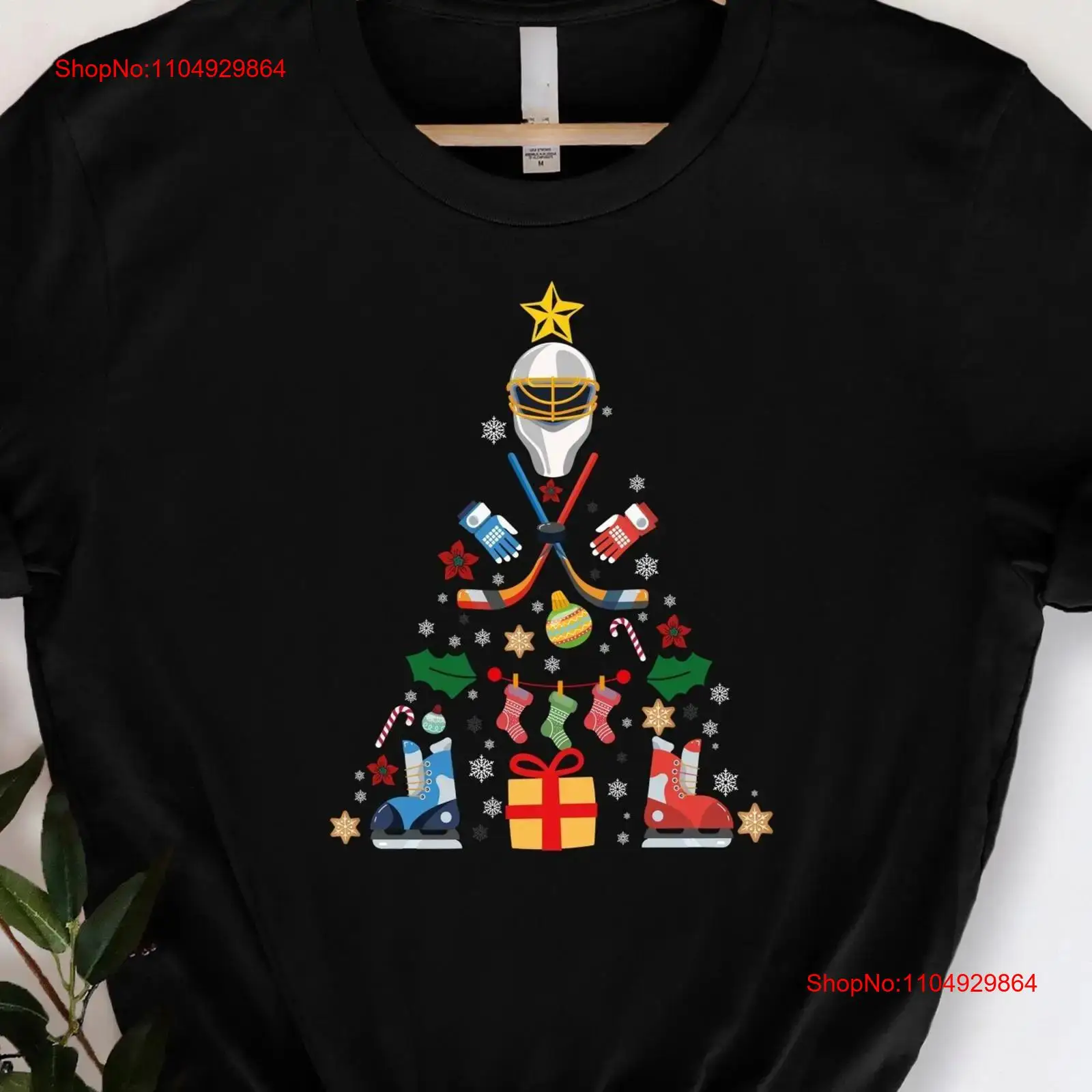 Hockey Christmas Tree T Shirt  - Family Tree Print 评论和价格