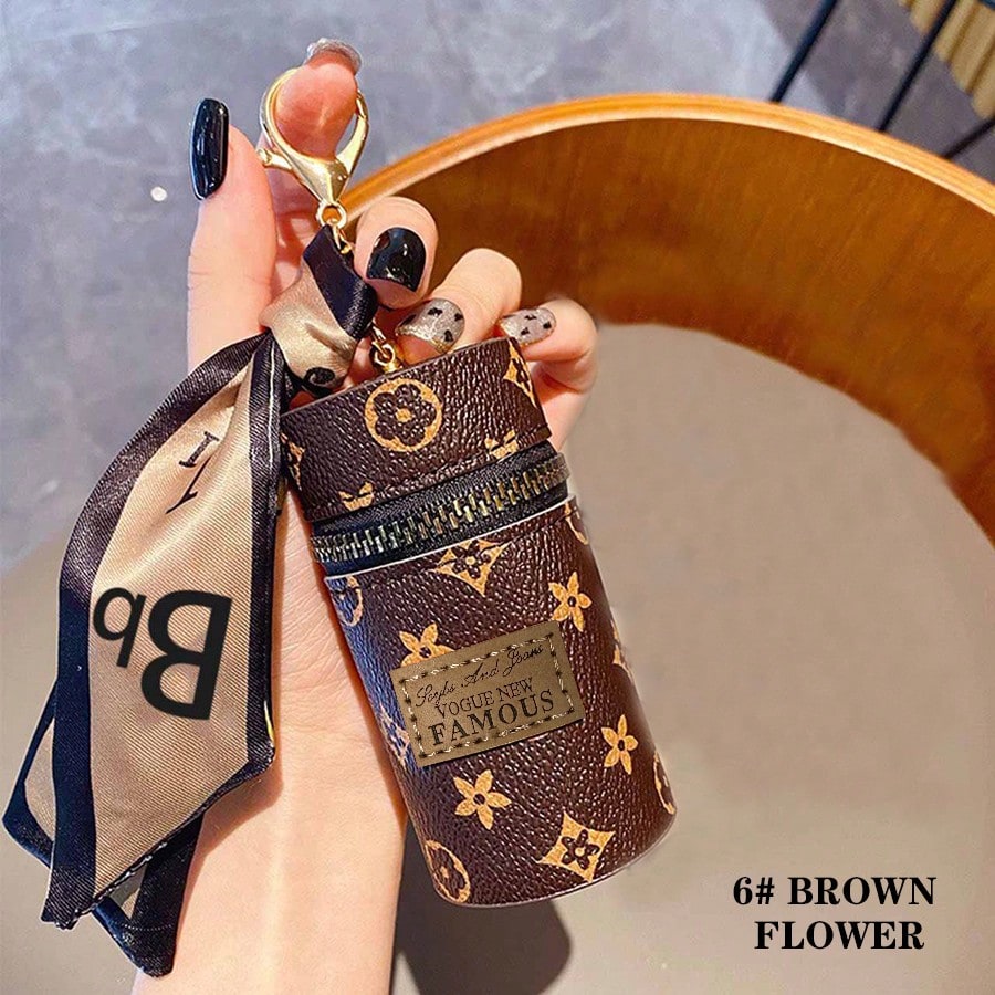 1pc Monogram Print Lipstick Ho - Monogram Keychain Leather 评论和价格
