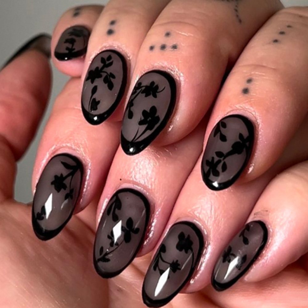 24pcs Leopard Print Brown Nail - Pressed Flower Art 评论和价格