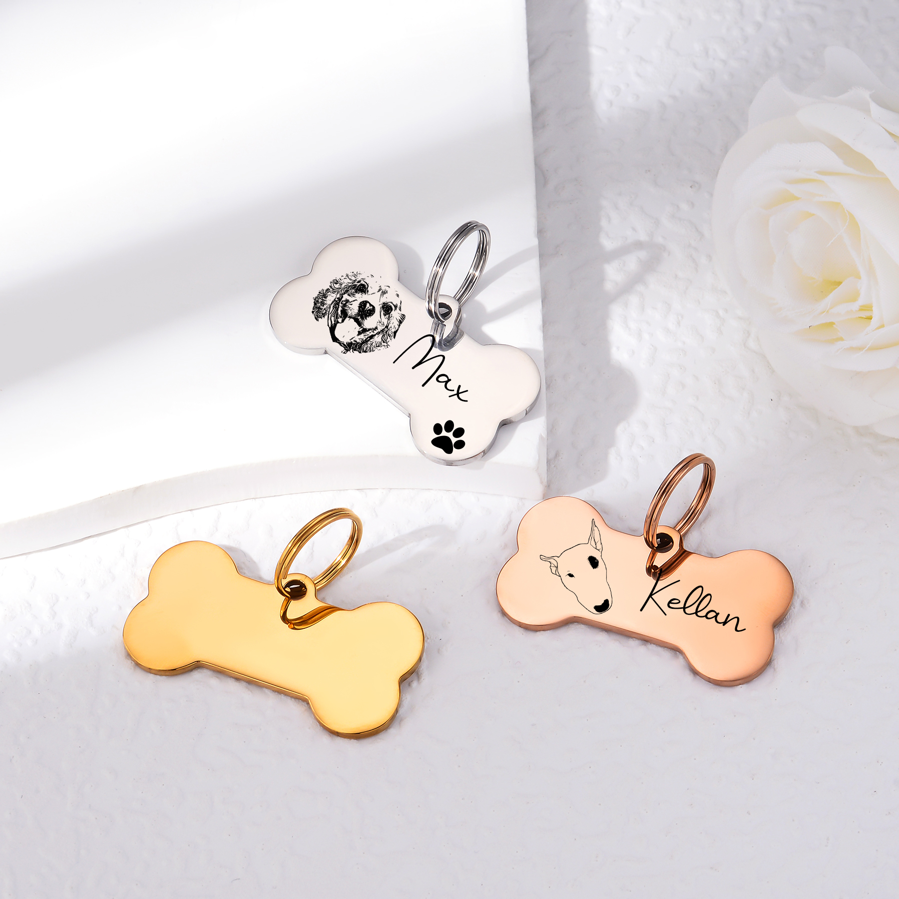 Custom Bone Dog Keychain Engra - Pet Portrait Custom 评论和价格