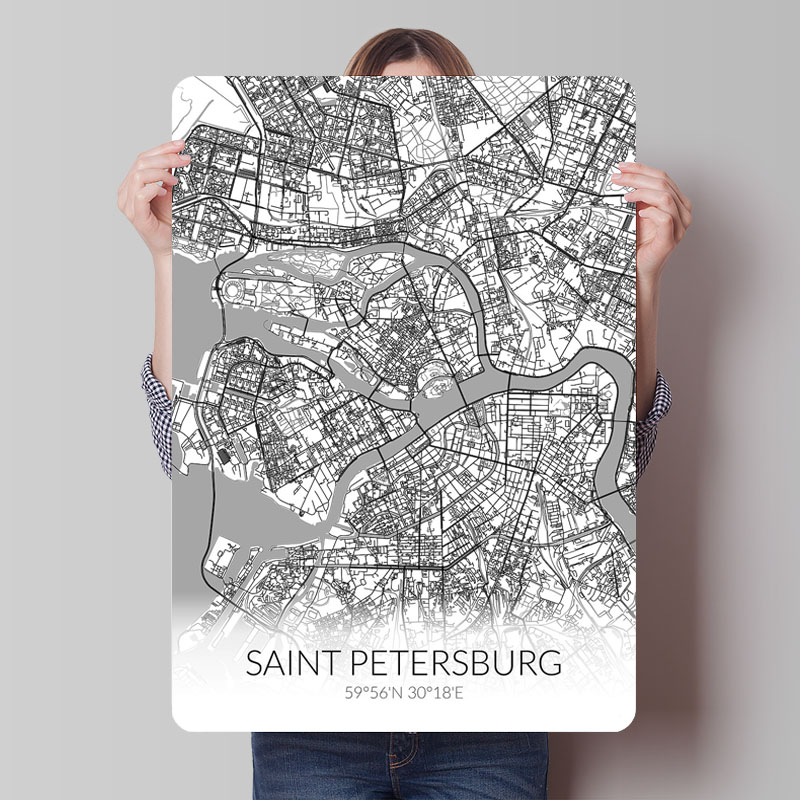 Saint Petersburg White Map Tin - Custom Map Poster 评论和价格