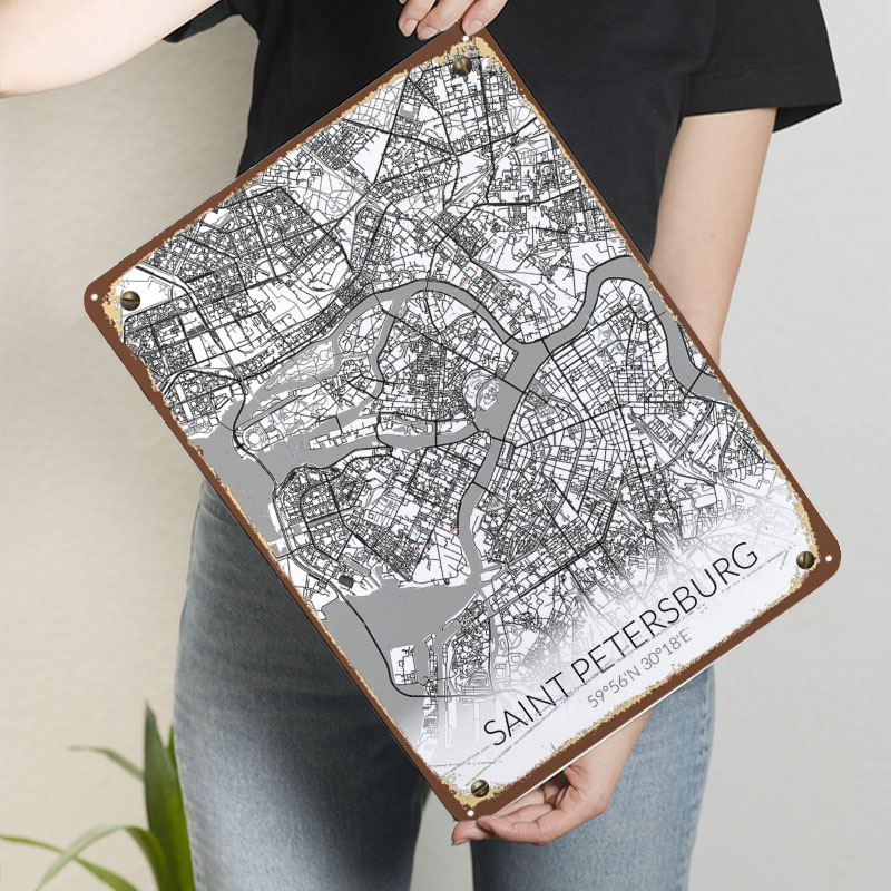 Saint Petersburg White Map Tin - Custom Map Poster 评论和价格