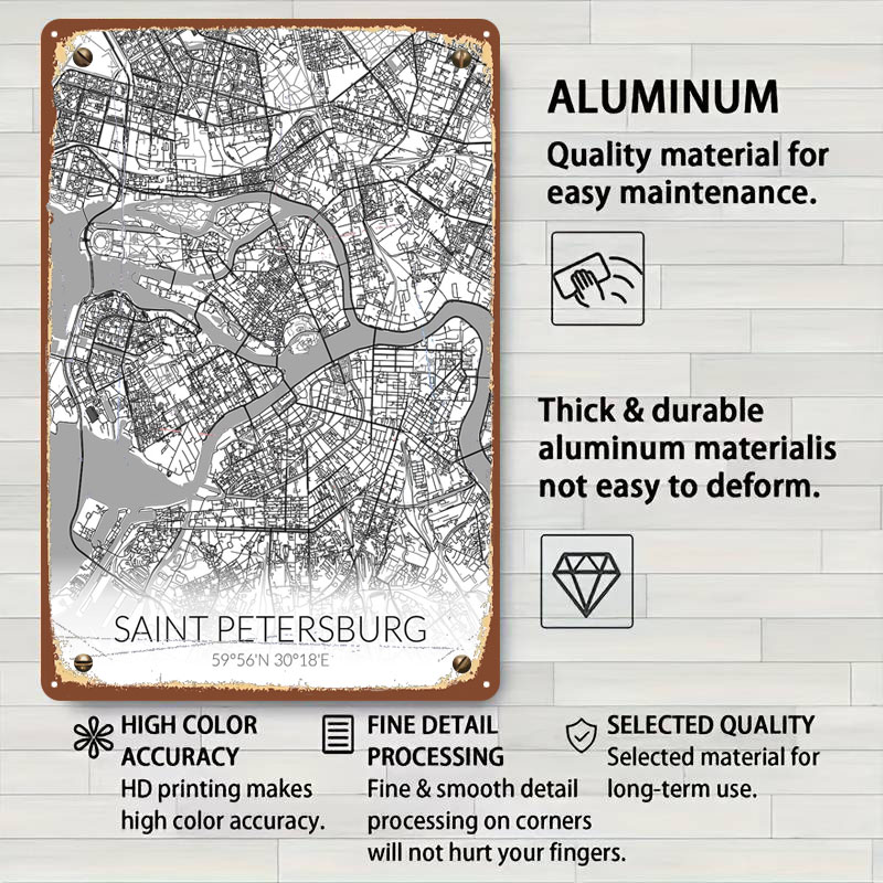 Saint Petersburg White Map Tin - Custom Map Poster 评论和价格