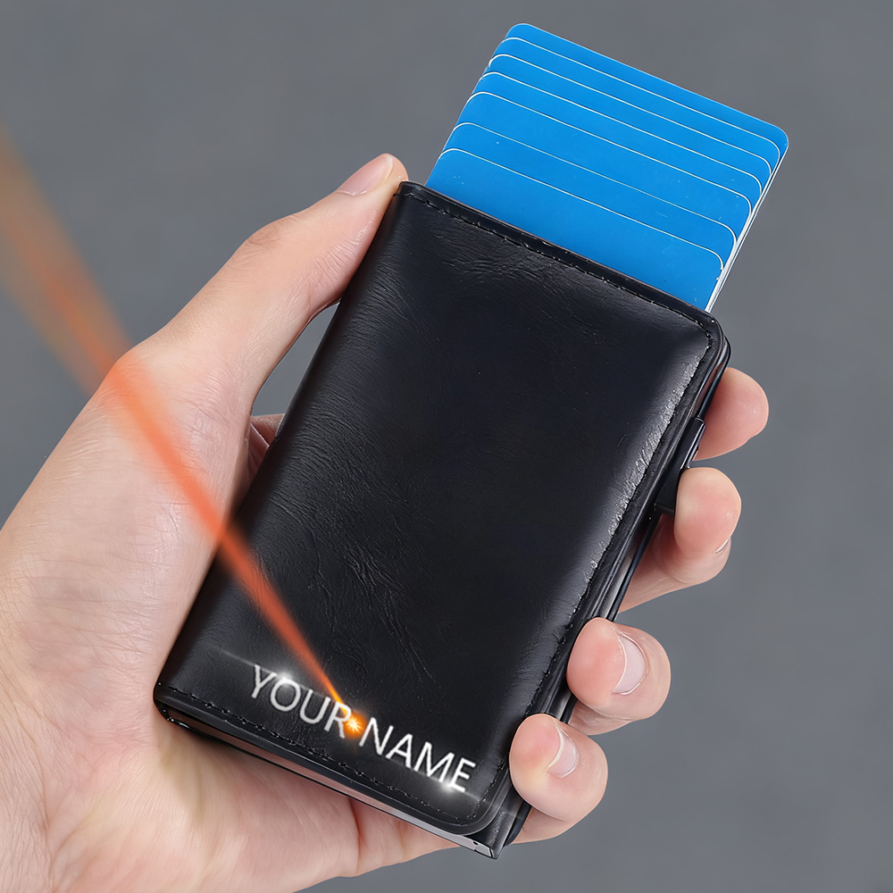 New RFID Mini Men Card Wallets - Personalized Name Box 评论和价格