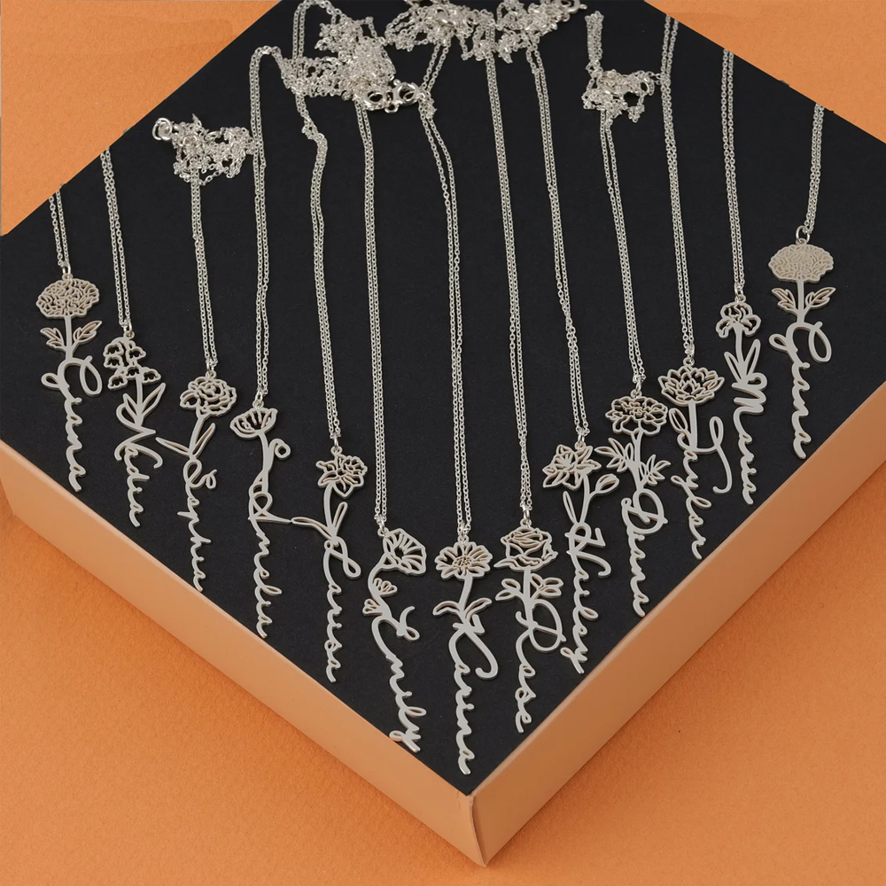 Haiyufly Custom Name Necklace  - Birth Flower Necklace 评论和价格