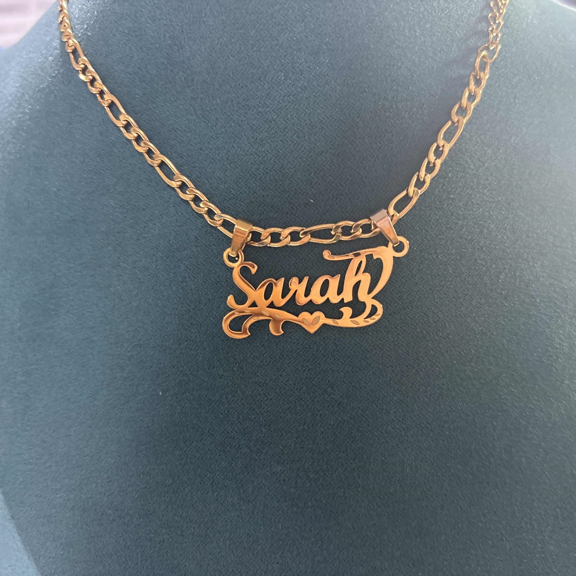 Custom Figaro Chain Heart Name - Name Necklace Custom 评论和价格