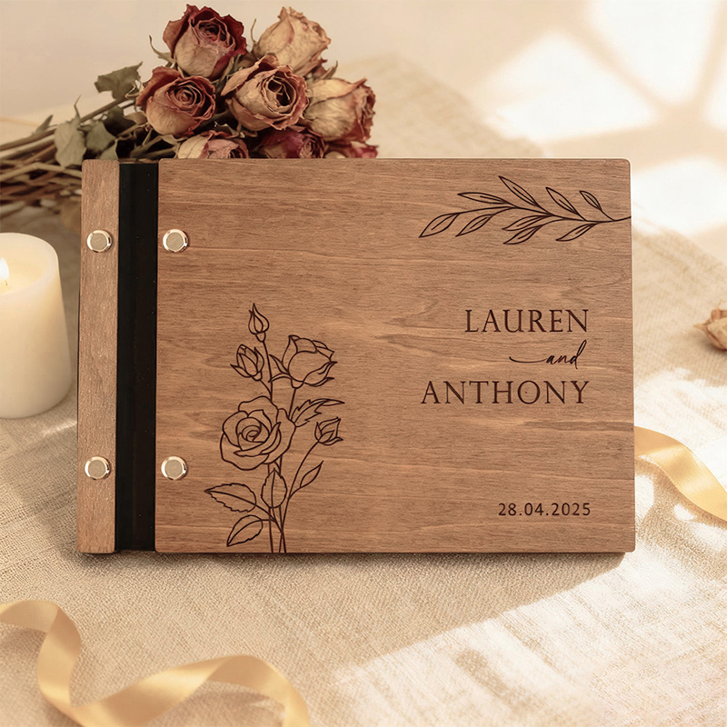 Personalized Wooden Wedding Gu - Custom Photo Book 评论和价格