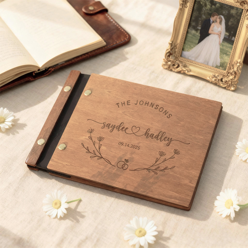 Personalized Wooden Wedding Gu - Custom Photo Book 评论和价格
