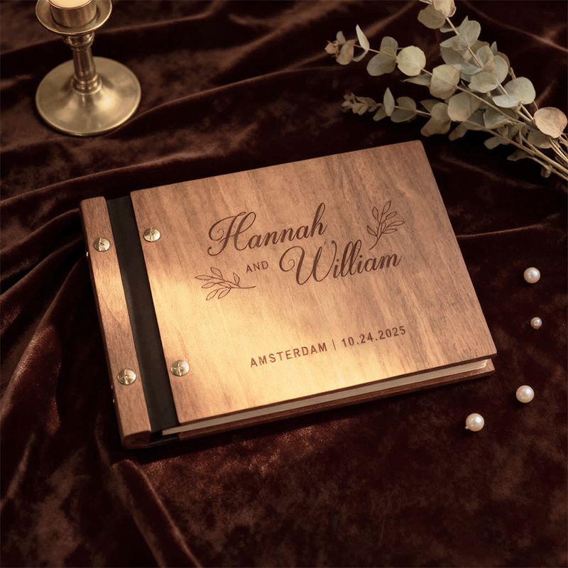 Personalized Wooden Wedding Gu - Custom Photo Book 评论和价格