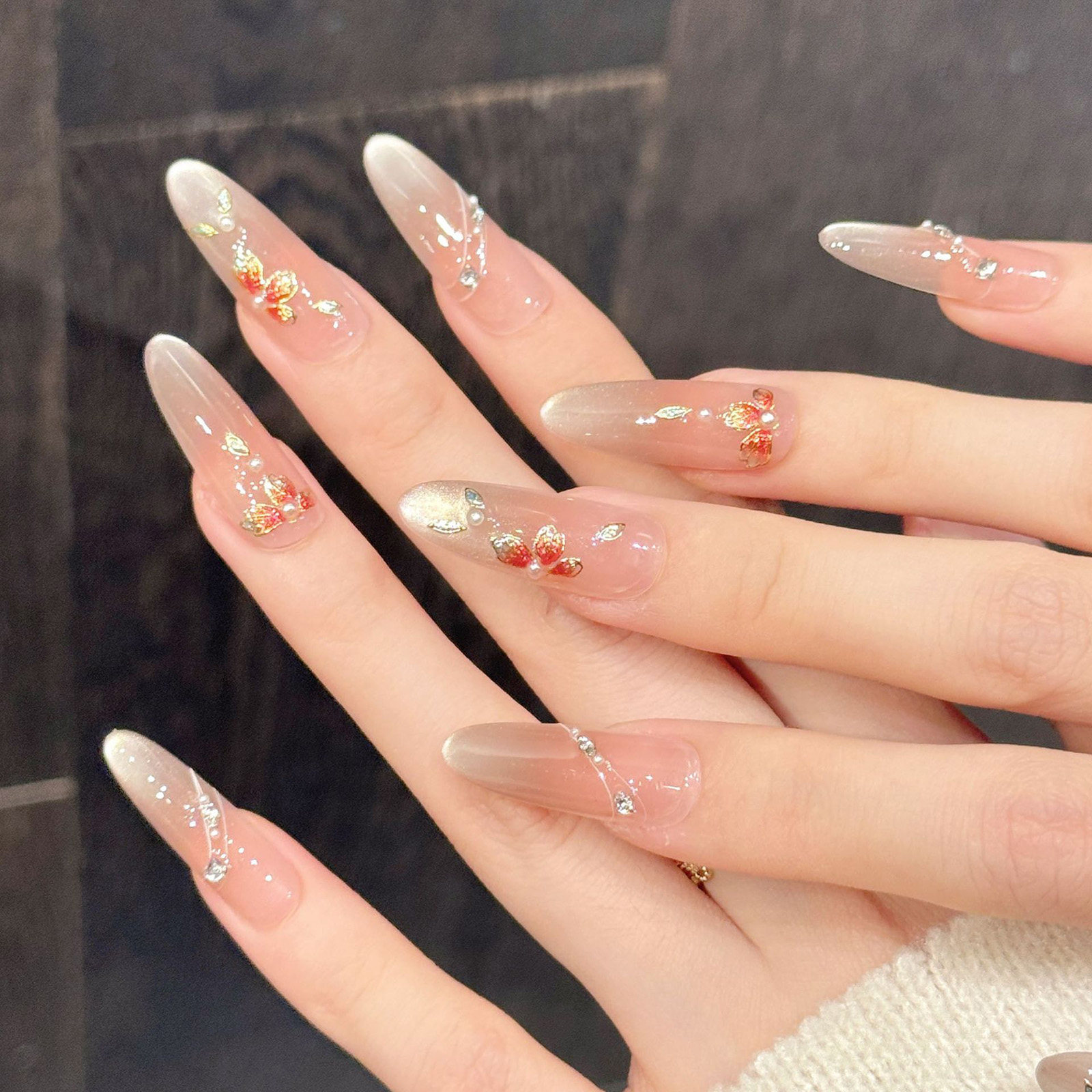 10pcs Handmade Fake Nails Pres - Pressed Flower Art 评论和价格