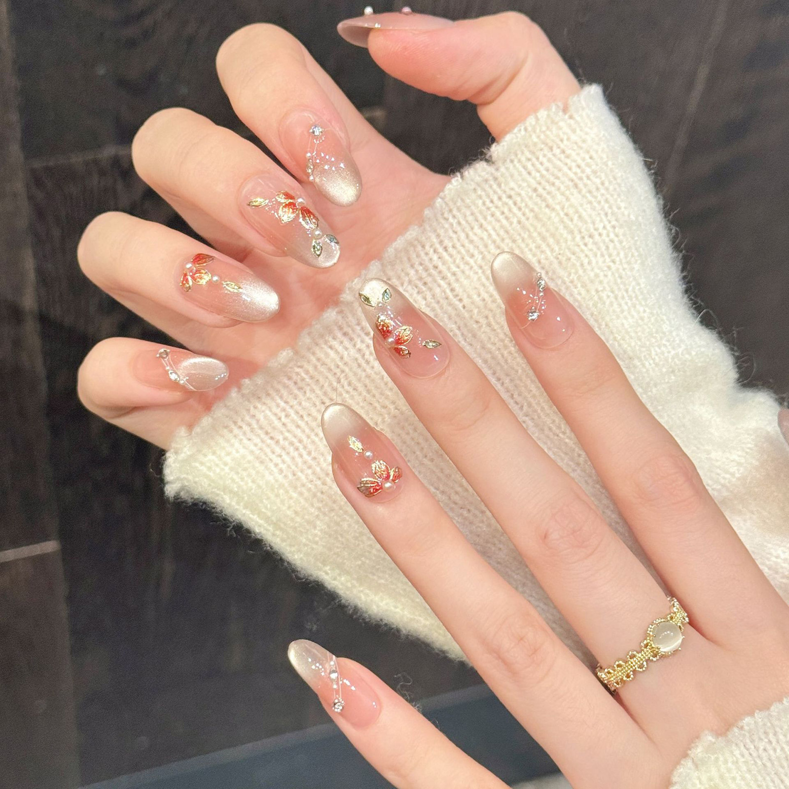 10pcs Handmade Fake Nails Pres - Pressed Flower Art 评论和价格