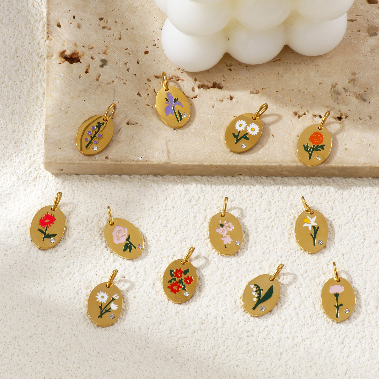 1 Piece 304 Stainless Steel Bi - Birth Flower Necklace 评论和价格